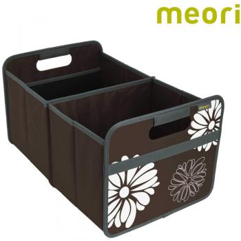 Meori Faltbox Large Blumenmuster Kakao – robuste Klappbox mit Griffen – vielseitige Aufbewahrungslösung – bis 30 kg Tragkraft – 32 x 50 x 27,5 cm