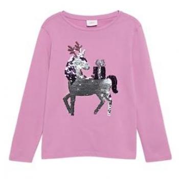 Pferde-Langarmshirt mit Pailletten für Jungen