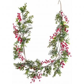Guirlande de Noël avec Houx Rouge et Vert 150cm