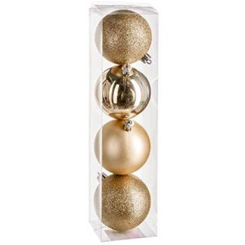Kit de 4 Boules de Noël Or D 8 cm