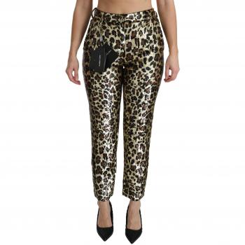Dolce & Gabbana Women's Brown Leopard Sequined High Waist Pants