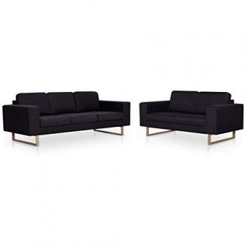 VidaXL Black Fabric Sofa Collection, 2D Design