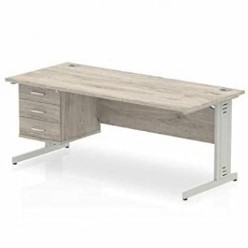 Impulse 1800mm Grey Oak Cable Managed Desk