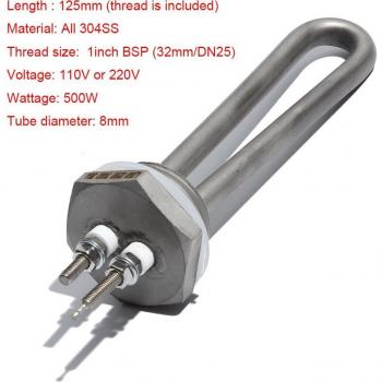 Wasserheizung DN25 1 Zoll BSP Edelstahl 500W/700W/750W