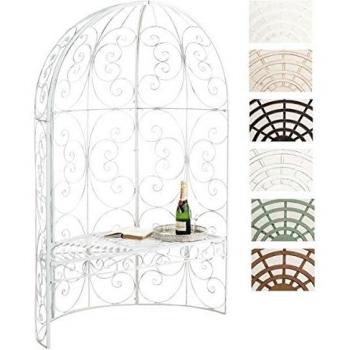 Padiglione da Giardino con Panca in Ferro Bianco Antico