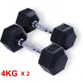 Black Rubber Hex Dumbbells 4kg