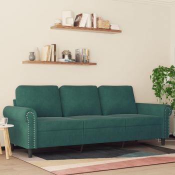 Sofá de 3 plazas terciopelo verde oscuro 180 cm Vidaxl Verde