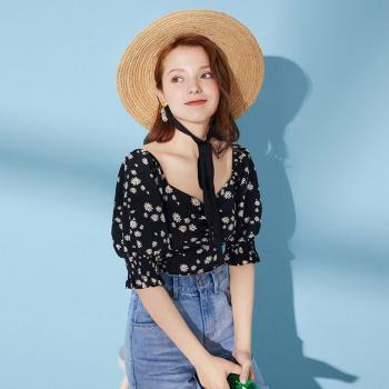 Chiffon Floral Crop Top for Women
