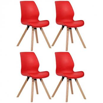 Set di 4 sedie Luna rosso in plastica