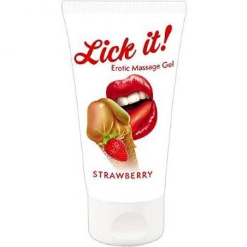 Lubrifiant intime liquide végétalien, goût fraise – Gel LickIt 50ml