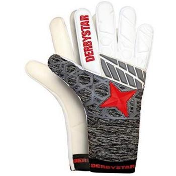 Derbystar Hyper Pro I Torwarthandschuhe Kinder, Weiss grau rot, 4
