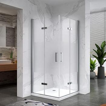 Cabine de douche pliable ATÉA 90x120 H180cm en verre semi-opaque avec receveur