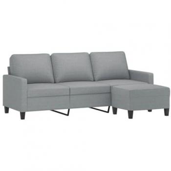 VidaXL Light Grey Fabric Sofa with Footrest, 180 cm