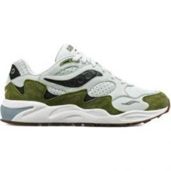 Saucony Grid Shadow 2 Hombre 41 Verde Piel Plano Cordones Casual 2024 Outlet