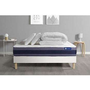 Sommier KIT Blanc avec Matelas Mémoire de Forme 140x190