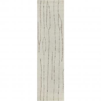 Tapis en laine crème 80x230 fait main