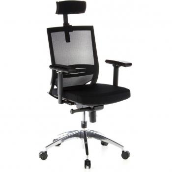 Silla de Oficina Porto Max con Soporte Lumbar y Ruedas Giratorias en Color Negro