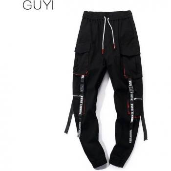 Cargo Pantalones Hombre con Detalles de Colores