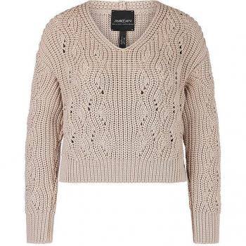Marc Cain Women's Grob Knitted V-Neck Top, Beige, L