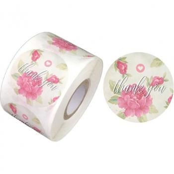 500pcs Heart Seal Thank You Stickers 1.5 Inch Round Floral Labels