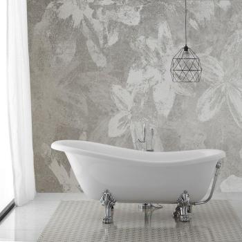 IPERBRIKO Bañera de Baño Clásico, Patas Metálicas Plateadas