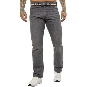 Enzo Grey Straight Leg Belted Jeans (Size 42L)