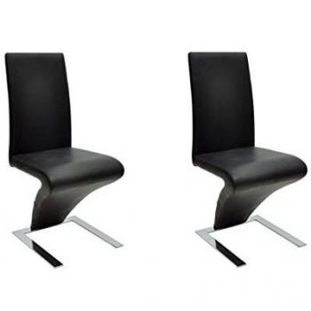 Sillas de Comedor Modernas de Cuero Artificial Negro y Metal