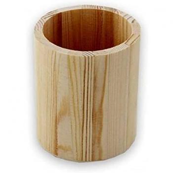 Pot à crayons rond en bois