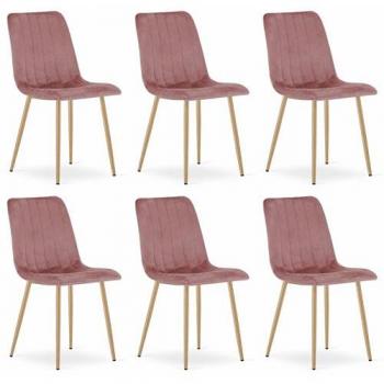 Chaises Orsara Velours Rose, 51×43×90 cm – Pack 6