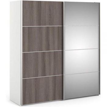 Hioshop Veto Garderobenschrank – 183 cm, weiß mit Eiche‑Optik