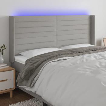 Día y Noche Cabecero con LED de tela gris claro 203x16x118/128 cm