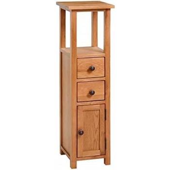 26x26x94 cm Solid Oak Wood Corner Cabinet
