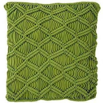 Coussin moquette carré vert à la macramé
