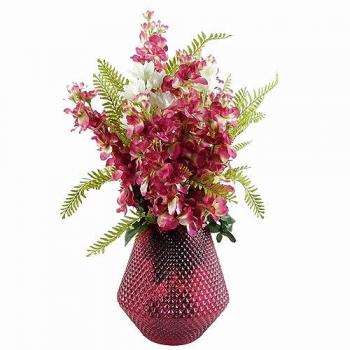 Dark Pink Artificial Delphinium Flower Arrangement in Pink Vase