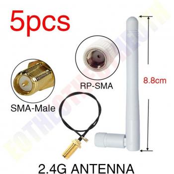 Antena WiFi PBX 2.4 GHz IPX a RP‑SMA con Cable Extender