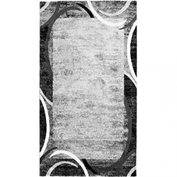 Tappeto di Corridoio Contemporaneo Subway Encadre 80x150 cm in Polipropilene Grigio
