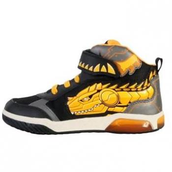 Geox Inek Sneakers alte traspiranti con LED per bambini, Black/Yellow, EU 34