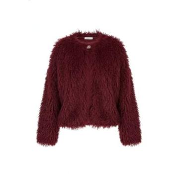Yumi Burgundy Luxe Fluffy Coat – Women's Size 16