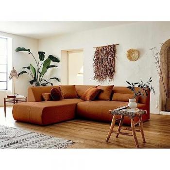 Lisa Design Onyx Ecksofa, Stoffbezug, Braun