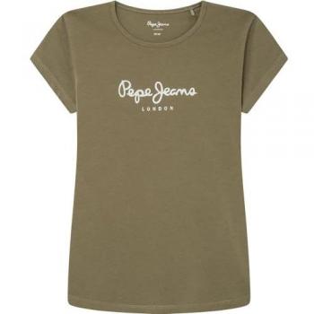 Camiseta de niña Pepe Jeans Hana Glitter verde, manga corta, algodón, casual