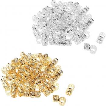 Perles de cheveux 200× : Tubes et anneaux tressés pour bijoux