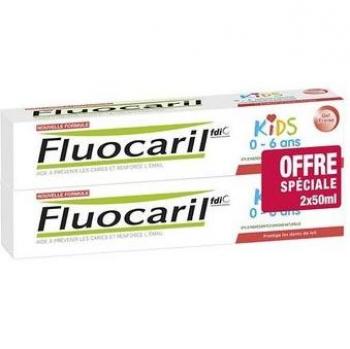 Fluocaril Dentifrice Kids 0 à 6 Ans Gel Fraise 2x75Ml