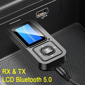 LCD Display Bluetooth 5.0 Audio Transmitter Receiver 3.5mm Aux