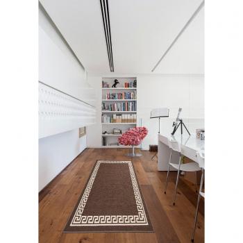 Greek Key Design Anti Slip Doormat (Brown, 80x150cm)