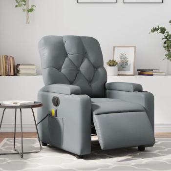 Sillón de masaje reclinable eléctrico cuero sintético gris Día y Noche