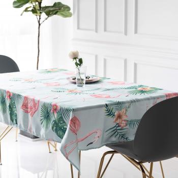 Nappe Rectangulaire Tissu Flamingo Plantes Palm Feuille Verte 51x86in