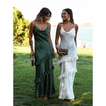 Robe flottante en cascade, taille M, couleur beige – mariquita tranquilla