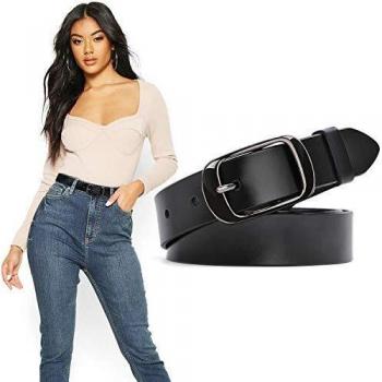 Elegant Black Leather Belt for Women – Adjustable Waist Belt