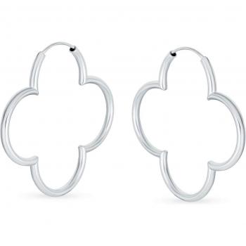 Elegant Sterling Silver Clover Hoop Jewelry