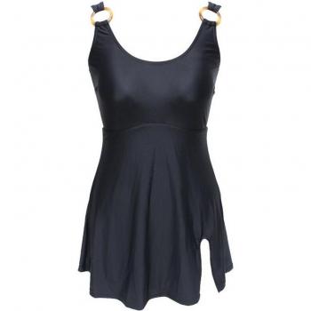 Women’s Backless Push-Up Swimdress with Triangular Cut in Black/Blue